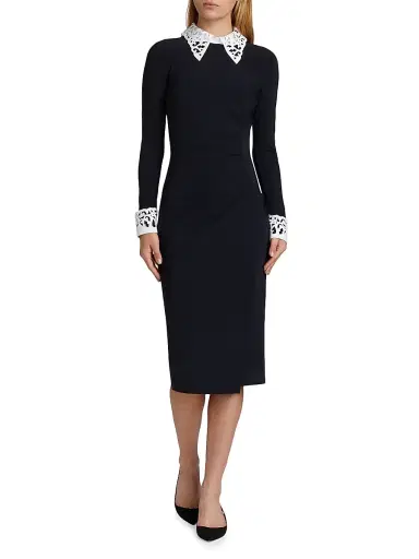 Chiara Boni La Petite Robe Women's Duchi Laser-Cut Trim Cocktail Dress - Black White - Size 16 | Thumbnail 2 Chiara Boni La Petite Robe Women's Duchi Laser-Cut Trim Cocktail Dress - Black White - Size 16 | Thumbnail 2
