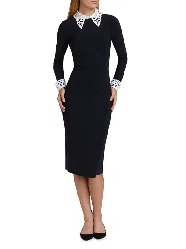 Chiara Boni La Petite Robe Women's Duchi Laser-Cut Trim Cocktail Dress - Black White - Size 16 | Thumbnail 3 Chiara Boni La Petite Robe Women's Duchi Laser-Cut Trim Cocktail Dress - Black White - Size 16 | Thumbnail 3