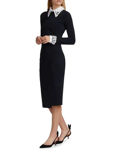Chiara Boni La Petite Robe Women's Duchi Laser-Cut Trim Cocktail Dress - Black White - Size 16 | Thumbnail 4 Chiara Boni La Petite Robe Women's Duchi Laser-Cut Trim Cocktail Dress - Black White - Size 16 | Thumbnail 4