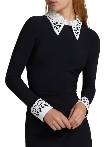 Chiara Boni La Petite Robe Women's Duchi Laser-Cut Trim Cocktail Dress - Black White - Size 16 | Thumbnail 6 Chiara Boni La Petite Robe Women's Duchi Laser-Cut Trim Cocktail Dress - Black White - Size 16 | Thumbnail 6