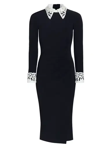 Chiara Boni La Petite Robe Women's Duchi Laser-Cut Trim Cocktail Dress - Black White - Size 16 | Thumbnail 1 Chiara Boni La Petite Robe Women's Duchi Laser-Cut Trim Cocktail Dress - Black White - Size 16 | Thumbnail 1