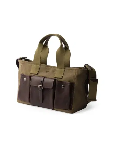 Prada Women's Route Canvas and Leather Tote Bag - Green | Thumbnail 4 Prada Women's Route Canvas and Leather Tote Bag - Green | Thumbnail 4