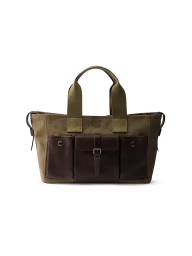 Prada Women's Route Canvas and Leather Tote Bag - Green | Thumbnail 1 Prada Women's Route Canvas and Leather Tote Bag - Green | Thumbnail 1