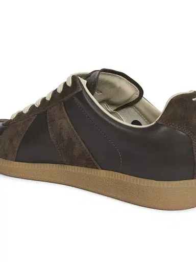Maison Margiela Men's Replica Leather & Suede Sneakers - Dark Kaky | Thumbnail 4 Maison Margiela Men's Replica Leather & Suede Sneakers - Dark Kaky | Thumbnail 4