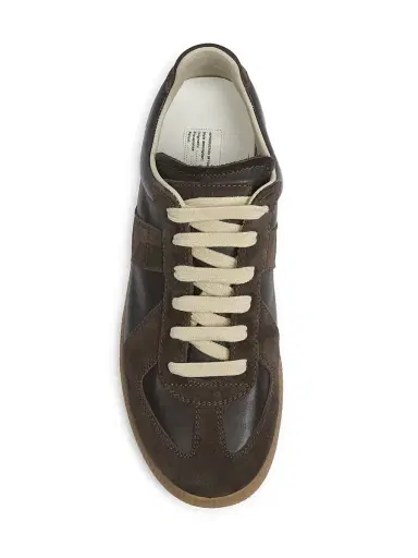 Maison Margiela Men's Replica Leather & Suede Sneakers - Dark Kaky | Thumbnail 6 Maison Margiela Men's Replica Leather & Suede Sneakers - Dark Kaky | Thumbnail 6