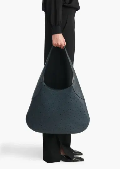 Khaite Large Joan Hobo In Midnight Navy Ostrich | Thumbnail 5 Khaite Large Joan Hobo In Midnight Navy Ostrich | Thumbnail 5