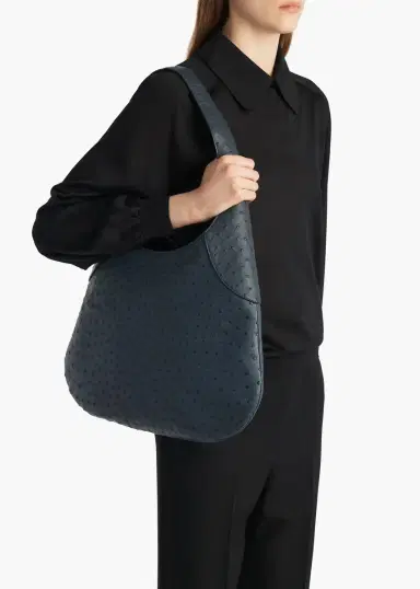 Khaite Large Joan Hobo In Midnight Navy Ostrich | Thumbnail 6 Khaite Large Joan Hobo In Midnight Navy Ostrich | Thumbnail 6
