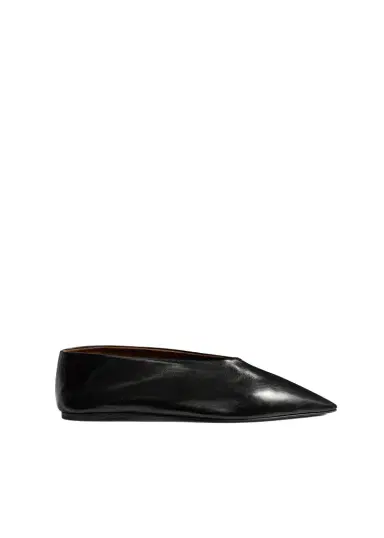 Khaite Miriam Ballerina In Black Glazed Leather | Thumbnail 1 Khaite Miriam Ballerina In Black Glazed Leather | Thumbnail 1
