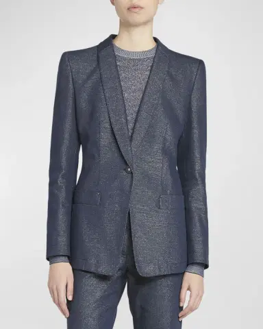 Giorgio Armani Single-Button Denim Blazer Jacket | Thumbnail 3 Giorgio Armani Single-Button Denim Blazer Jacket | Thumbnail 3