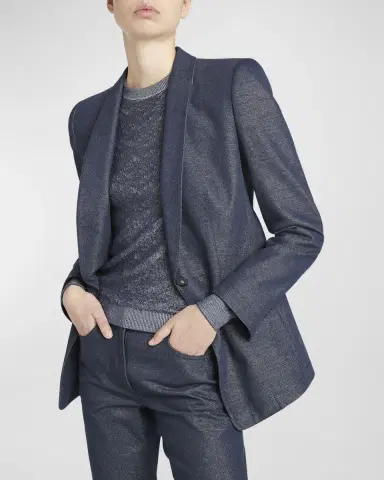 Giorgio Armani Single-Button Denim Blazer Jacket | Thumbnail 6 Giorgio Armani Single-Button Denim Blazer Jacket | Thumbnail 6