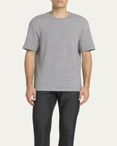 Giorgio Armani Men's Square Jersey Jacquard T-Shirt | Thumbnail 2 Giorgio Armani Men's Square Jersey Jacquard T-Shirt | Thumbnail 2