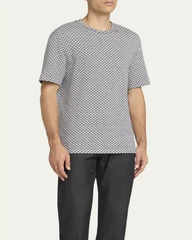 Giorgio Armani Men's Square Jersey Jacquard T-Shirt | Thumbnail 4 Giorgio Armani Men's Square Jersey Jacquard T-Shirt | Thumbnail 4