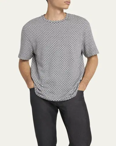 Giorgio Armani Men's Square Jersey Jacquard T-Shirt | Thumbnail 5 Giorgio Armani Men's Square Jersey Jacquard T-Shirt | Thumbnail 5
