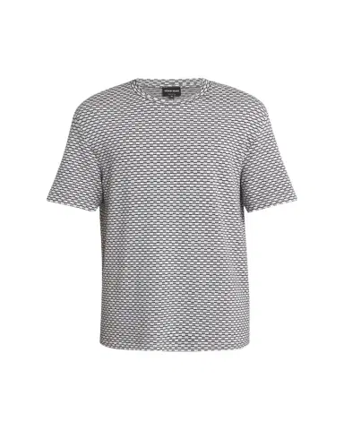 Giorgio Armani Men's Square Jersey Jacquard T-Shirt | Thumbnail 1 Giorgio Armani Men's Square Jersey Jacquard T-Shirt | Thumbnail 1