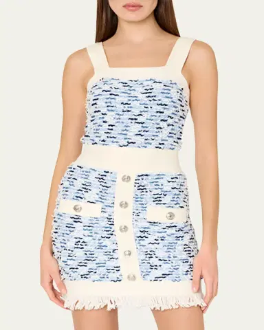 Milly Fringed Textured Tweed Mini Dress | Thumbnail 4 Milly Fringed Textured Tweed Mini Dress | Thumbnail 4