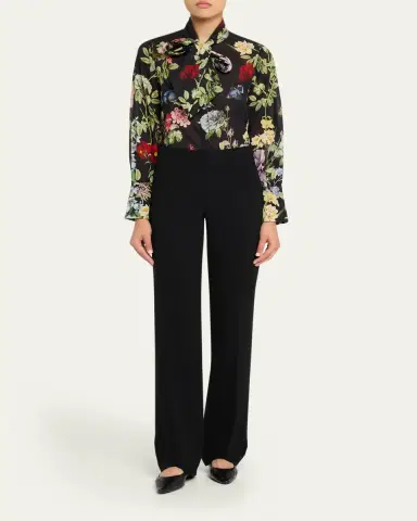 ALICE + OLIVIA Lloyd Floral Slit-Sleeve Blouse | Thumbnail 2 ALICE + OLIVIA Lloyd Floral Slit-Sleeve Blouse | Thumbnail 2