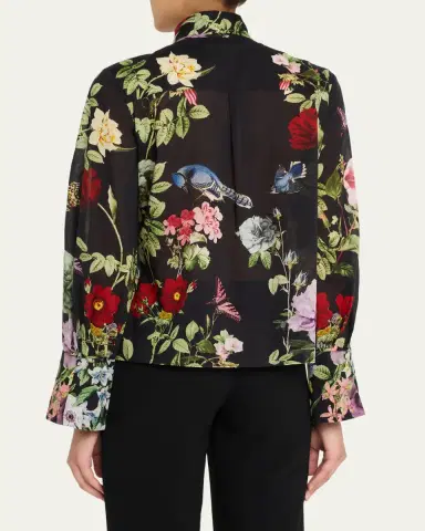 ALICE + OLIVIA Lloyd Floral Slit-Sleeve Blouse | Thumbnail 3 ALICE + OLIVIA Lloyd Floral Slit-Sleeve Blouse | Thumbnail 3