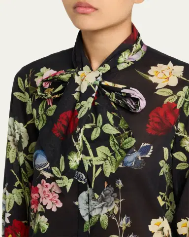 ALICE + OLIVIA Lloyd Floral Slit-Sleeve Blouse | Thumbnail 5 ALICE + OLIVIA Lloyd Floral Slit-Sleeve Blouse | Thumbnail 5