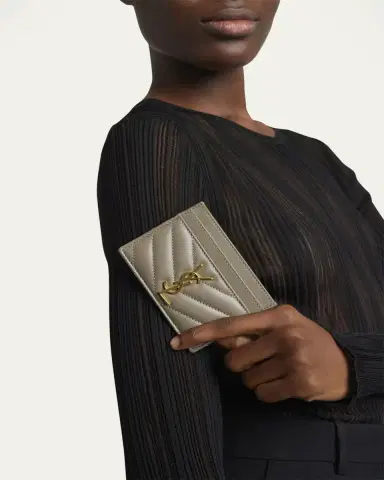 Saint Laurent Cassandre YSL Monogram Card Case in Quilted Smooth Leather | Thumbnail 2 Saint Laurent Cassandre YSL Monogram Card Case in Quilted Smooth Leather | Thumbnail 2