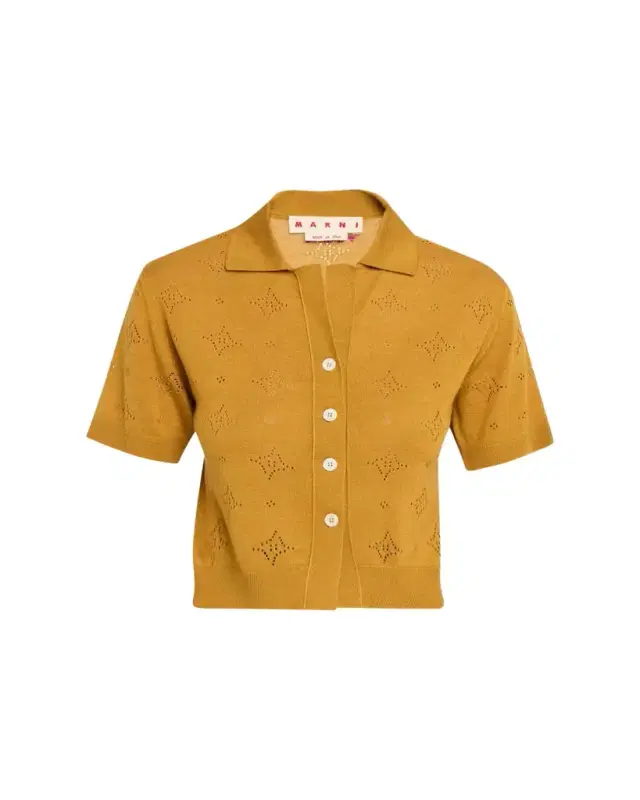 Wool-Silk Openwork Short-Sleeved Shirt Wool-Silk Openwork Short-Sleeved Shirt