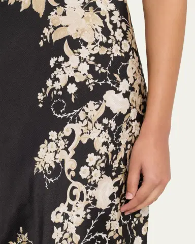 Saloni Michelle Floral Satin Draped Halter Midi Dress | Thumbnail 5 Saloni Michelle Floral Satin Draped Halter Midi Dress | Thumbnail 5