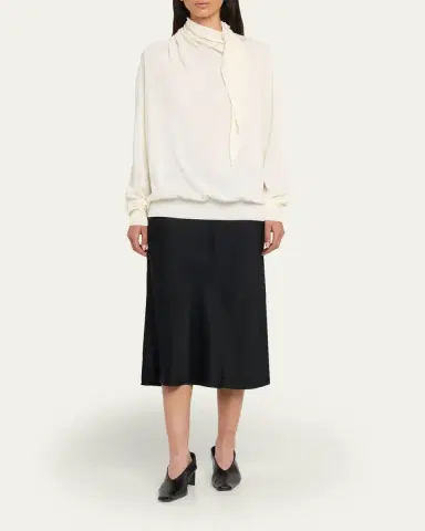 Jil Sander Draped Neck-Scarf Oversized Sweater | Thumbnail 2 Jil Sander Draped Neck-Scarf Oversized Sweater | Thumbnail 2