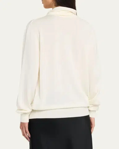 Jil Sander Draped Neck-Scarf Oversized Sweater | Thumbnail 3 Jil Sander Draped Neck-Scarf Oversized Sweater | Thumbnail 3