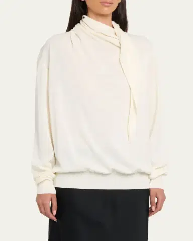 Jil Sander Draped Neck-Scarf Oversized Sweater | Thumbnail 4 Jil Sander Draped Neck-Scarf Oversized Sweater | Thumbnail 4