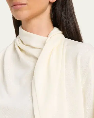 Jil Sander Draped Neck-Scarf Oversized Sweater | Thumbnail 5 Jil Sander Draped Neck-Scarf Oversized Sweater | Thumbnail 5