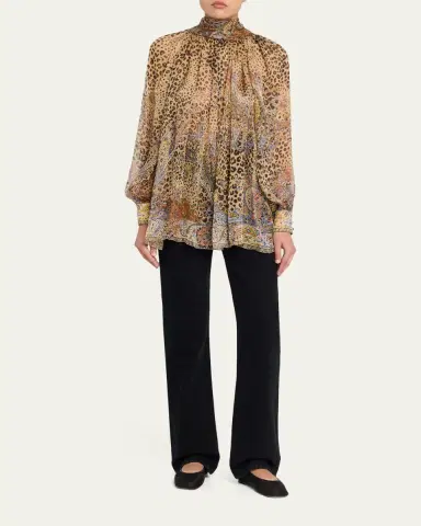 Etro Animal Paisley-Print Silk Scarf-Neck Blouse | Thumbnail 2 Etro Animal Paisley-Print Silk Scarf-Neck Blouse | Thumbnail 2