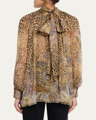 Etro Animal Paisley-Print Silk Scarf-Neck Blouse | Thumbnail 3 Etro Animal Paisley-Print Silk Scarf-Neck Blouse | Thumbnail 3