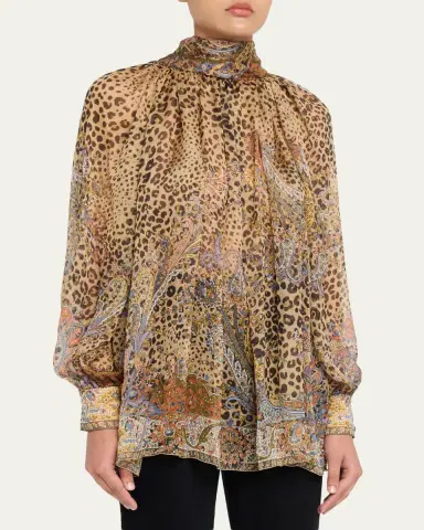 Etro Animal Paisley-Print Silk Scarf-Neck Blouse | Thumbnail 4 Etro Animal Paisley-Print Silk Scarf-Neck Blouse | Thumbnail 4