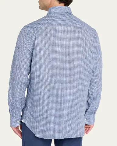 Bergdorf Goodman Men's Cotton Micro-Check Point Collar Dress Shirt | Thumbnail 3 Bergdorf Goodman Men's Cotton Micro-Check Point Collar Dress Shirt | Thumbnail 3