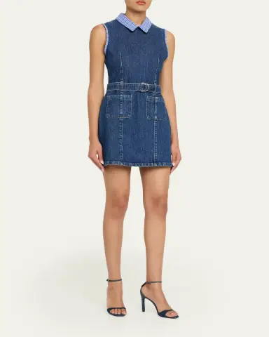Cinq à Sept Kyra Sleeveless Belted Denim Mini Dress | Thumbnail 4 Cinq à Sept Kyra Sleeveless Belted Denim Mini Dress | Thumbnail 4