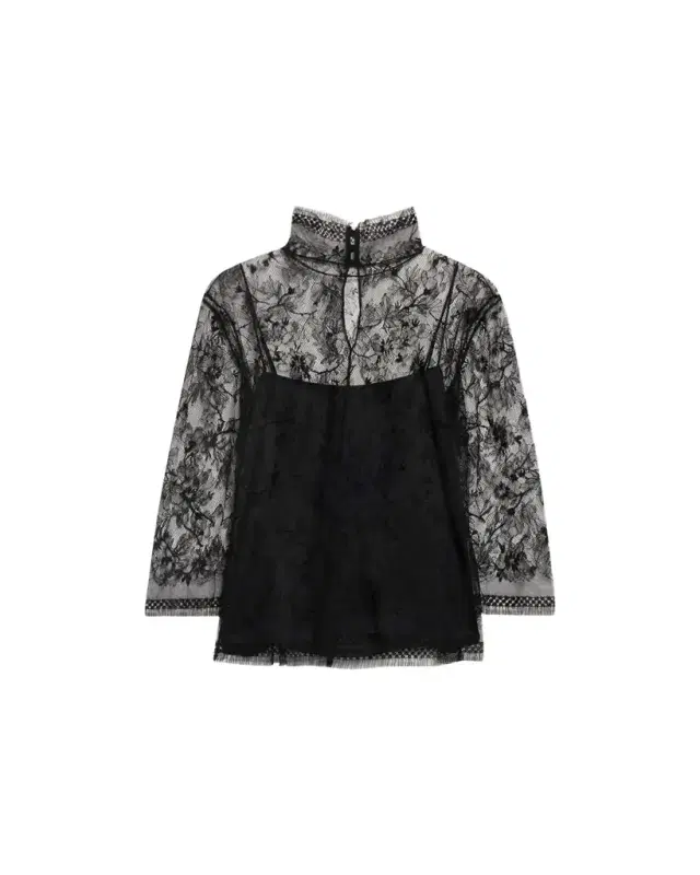 Lace High-Neck Shirt w/ Attached Camisole Lace High-Neck Shirt w/ Attached Camisole