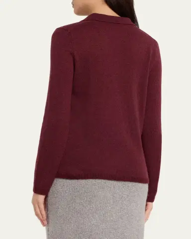 The Elder Statesman Laurel Cashmere Long-Sleeve Polo Sweater | Thumbnail 3 The Elder Statesman Laurel Cashmere Long-Sleeve Polo Sweater | Thumbnail 3
