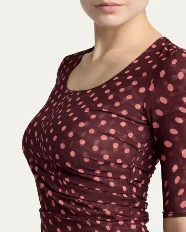 Stella McCartney Polka Dot Mesh Elbow-Sleeve Top | Thumbnail 5 Stella McCartney Polka Dot Mesh Elbow-Sleeve Top | Thumbnail 5