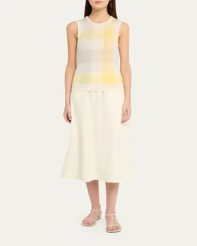 Vince Plaid Crewneck Sleeveless Top | Thumbnail 2 Vince Plaid Crewneck Sleeveless Top | Thumbnail 2
