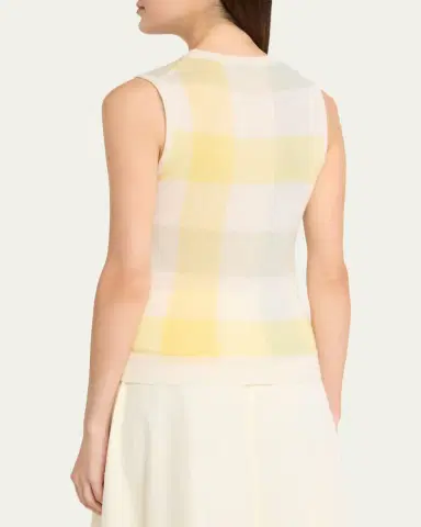Vince Plaid Crewneck Sleeveless Top | Thumbnail 3 Vince Plaid Crewneck Sleeveless Top | Thumbnail 3