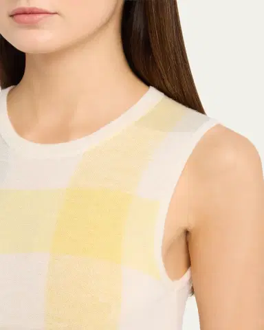 Vince Plaid Crewneck Sleeveless Top | Thumbnail 5 Vince Plaid Crewneck Sleeveless Top | Thumbnail 5