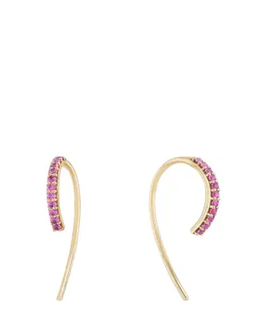 Lana Mini Pink Sapphire Hooked on Hoop Earrings, 15mm | Thumbnail 1 Lana Mini Pink Sapphire Hooked on Hoop Earrings, 15mm | Thumbnail 1
