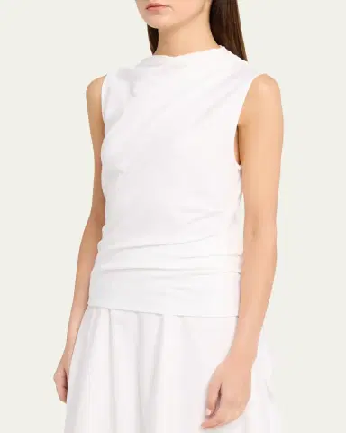 Vince Sleeveless Draped Pima Cotton Top | Thumbnail 4 Vince Sleeveless Draped Pima Cotton Top | Thumbnail 4