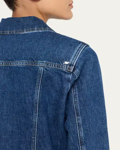 Cinq à Sept Lexie Gingham-Cuff Cropped Denim Jacket | Thumbnail 5 Cinq à Sept Lexie Gingham-Cuff Cropped Denim Jacket | Thumbnail 5