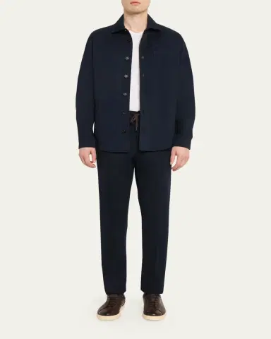 Baldassari Men's Virgin Wool Chest-Pocket Overshirt | Thumbnail 2 Baldassari Men's Virgin Wool Chest-Pocket Overshirt | Thumbnail 2