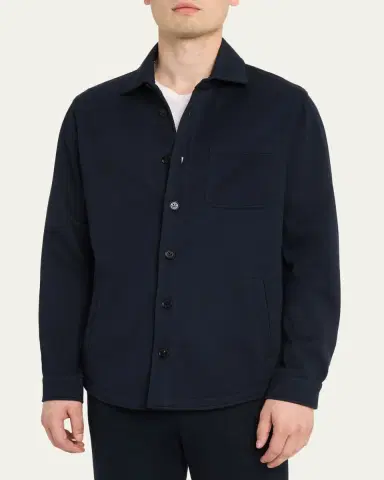 Baldassari Men's Virgin Wool Chest-Pocket Overshirt | Thumbnail 4 Baldassari Men's Virgin Wool Chest-Pocket Overshirt | Thumbnail 4