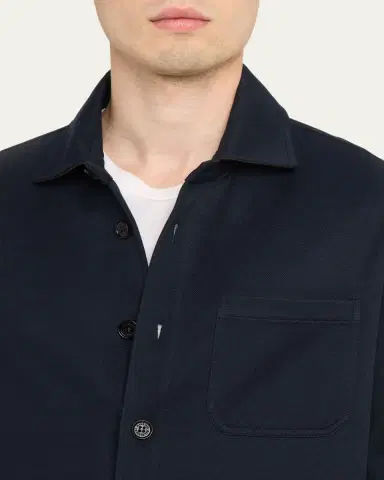 Baldassari Men's Virgin Wool Chest-Pocket Overshirt | Thumbnail 5 Baldassari Men's Virgin Wool Chest-Pocket Overshirt | Thumbnail 5
