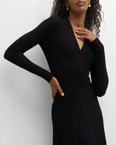 Emporio Armani High-Low Ribbed Knit Midi Dress | Thumbnail 6 Emporio Armani High-Low Ribbed Knit Midi Dress | Thumbnail 6