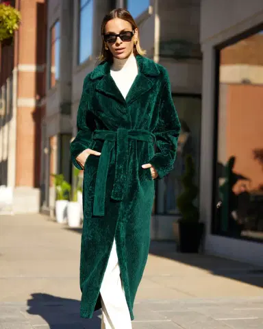 Gorski Reversible Shearling Lamb Belted Long Coat With Side Slits | Thumbnail 3 Gorski Reversible Shearling Lamb Belted Long Coat With Side Slits | Thumbnail 3