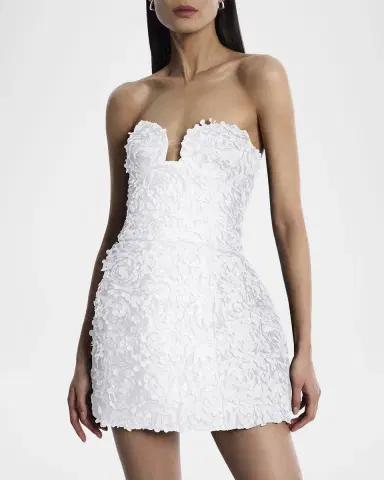 BCBGMAXAZRIA Strapless Floral Ruffle Mini Dress | Thumbnail 4 BCBGMAXAZRIA Strapless Floral Ruffle Mini Dress | Thumbnail 4