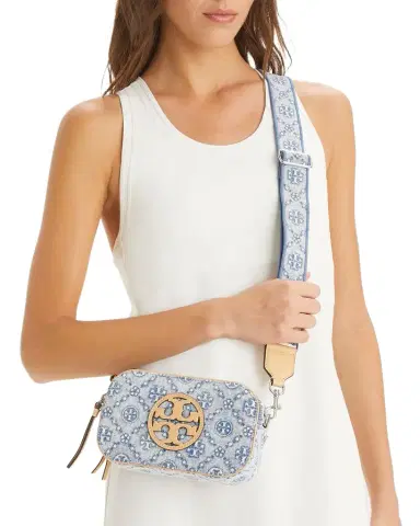 Tory Burch Miller Mini T Monogram Denim Crossbody Bag | Thumbnail 1 Tory Burch Miller Mini T Monogram Denim Crossbody Bag | Thumbnail 1